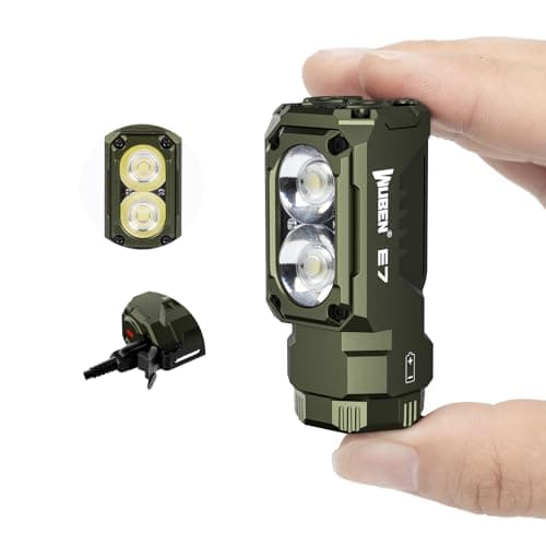 WUBEN E7 1800 Lumen Rechargeable Mini Flashlight with Magnet - Super Bright 6 Modes ArmyGreen EDC Flashlight, Typ-C Rechargeable LED; IP68 Pocket Flashlight for Headlamp Use, Rescue, Camping - Image 1