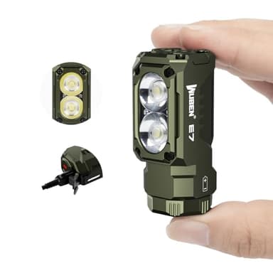 WUBEN E7 1800 Lumen Rechargeable Mini Flashlight with Magnet - Super Bright 6 Modes ArmyGreen EDC Flashlight, Typ-C Rechargeable LED; IP68 Pocket Flashlight for Headlamp Use, Rescue, Camping - Image 1