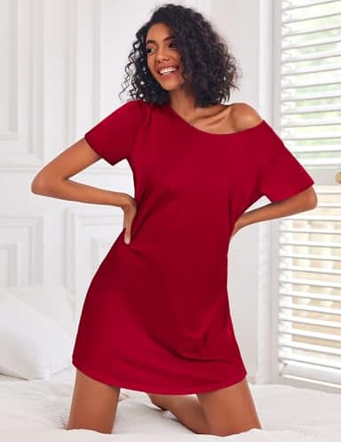 Ekouaer 3 Pack Nightgowns for Women Short Sleeve Sleepshirt Button Down Nightshirt Soft Pajamas Dress Casual Sleepwear, 3X-Large - Image 4