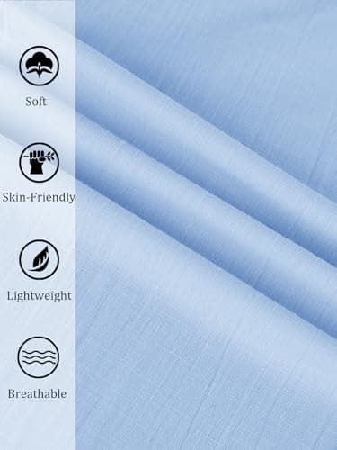 PASLTER Mens Casual Linen Pants Loose Fit Straight-Legs Elastic Drawstring Waist Summer Beach Yoga Long Pants A-Blue - Image 5