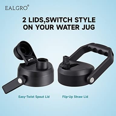 EALGRO Gallon Insulated Water Bottle Jug with Straw, 128 oz Large Stainless Steel Sports Metal Water Canteen With Handle, Thermal Water Cup Mug with 2 Lids, Dark Rainbow - Image 2