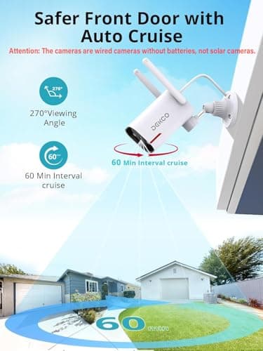 DEKCO 2 Pack Outdoor Security Camera with 2K Color Night Vision, Pan Rotating 180° Wired WiFi Camera Support 24/7 Recording, 2.4GHz WiFi, AI Human Auto Tracking, Work with Alexa/Google Assistant - Image 7