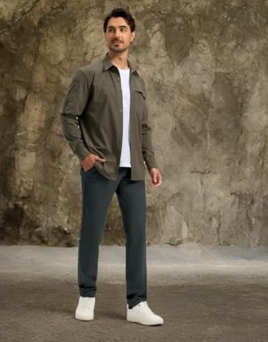 Obla Men's Golf Pants - 30"/32"/34" Slim Fit Stretch Lightweight Trousers with 5 Pockets Casual Travel Dress Work Pants for Men (Dark Grey_L32 W36) - Image 7