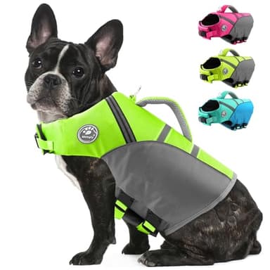Mklhgty Dog Life Jacket for Swimming & Boating, Ripstop Safety Vest with Rescue Handle, High Buoyancy Preserver for Small Medium Large Dogs - Image 1
