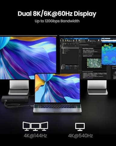 Silkland USB 4 80Gbps for Thunderbolt 5 Cable 5FT, [USB-IF Certified], up to 120Gbps Bandwidth for Dual 8K, 240W, Braided USB C Monitor Cable Compatible for Thunderbolt 4/5, SSD, MacBook M4 Pro, Dock - Image 3