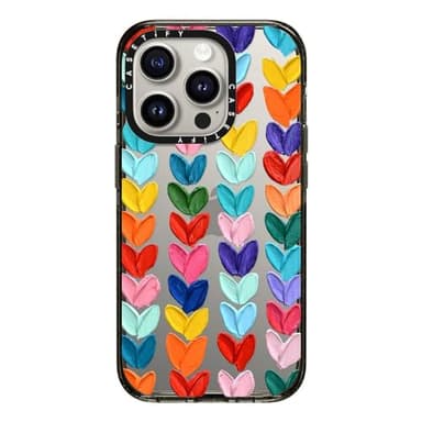 CASETiFY Impact Case for iPhone 15 Pro [4X Military Grade Drop Tested / 8.2ft Drop Protection] - Clear Polka Daub Hearts - Clear Black - Image 2