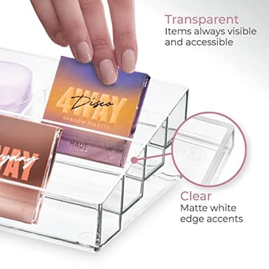 iDesign The Sarah Tanno Collection Plastic Cosmetics and Nail Polish Organizer, 5- Compartment, Clear - Image 5