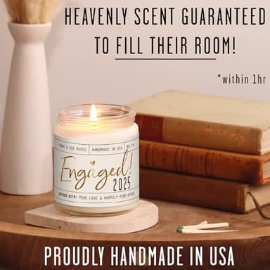 Engagement Gift, Engagement Gifts for Couples -'Engaged 2025' Candle, w/Peony & Rose Wedding Bouquet I Fiance Gifts for Women I Engaged Gift for Her I 50Hr Burn, USA Made - Image 5
