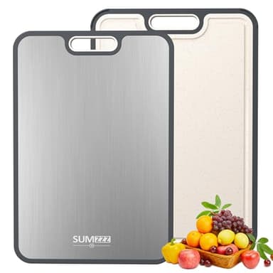 Titanium Cutting Board for Kitchen, Cutting Board Double Sided Food Grade, Pure Titanium and Wheat Straw PP, Easy to Clean Large Size 16”×11” - Image 1