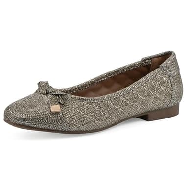 WHITE MOUNTAIN Women's Bocah Diamond Quilted Cap Toe Ballet Flat, Gold/Glitter/Fab, 6 M - Image 1