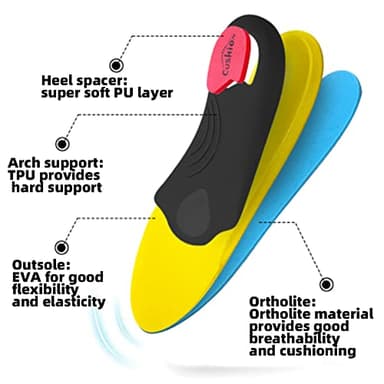 VALSOLE Heavy Duty 220+ lbs Orthotic Inserts for Plantar Fasciitis - Absorb Shock, Support High Arches and Flat Feet - Image 4