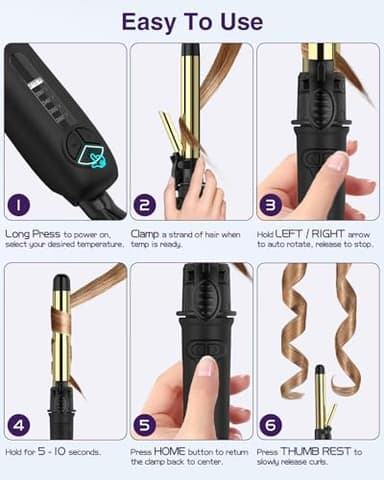 Rotating Curling Iron 1 Inch for All Hair Types-Rapid Heating Automatic Curling Iron Self Curling Wand-Dual Voltage Auto Rotating Hair Curler for Curls and Waves - Image 7