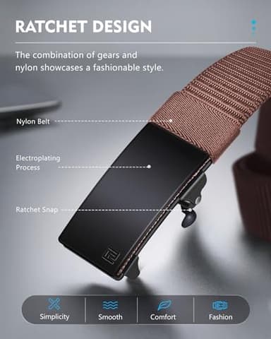 FAIRWIN Ratchet Belts for Men - Nylon Web Belts for Golf Work Casual, Adjustable Webbing for Daily/Outdoor/Business - Image 2