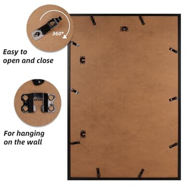 Hoikwo 20x30 Black Plastic Frame with Plastic Cover, Display Pictures 18x24 with Mat or 20x30 Without Mat, 1 Pack 20 by 30 Frame for Wall Hanging - Image 4