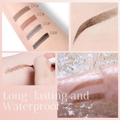 2 Pcs 3D Waterproof Magic Eyebrow Pencil, 2025 New Eyebrow Microblading Pen, 4 Tipped Precise Brow Pen, Long-Lasting Fine Stroke Microblade Eyebrow Pencil for Makeup Last All Day (Light Brown) - Image 4
