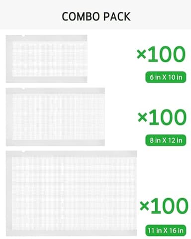 Syntus Vacuum Sealer Bags, 300 Gallon 11" x 16" and Quart 8" x 12" and Pint 6" x 10" Commercial Grade PreCut Bag, BPA Free Food Vac Bags for Storage, Meal Prep or Sous Vide - Image 4