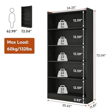 Tribesigns 72-inch Tall Bookcase, Modern 6-Tier White Library Bookshelf with Storage Shelves, Large Open Bookcases Wood Display Shelving Unit for Bedroom Living Room Office - Image 2