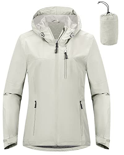 Outdoor Ventures Packable Rain Jacket Women Lightweight Waterproof Raincoat with Hood Cycling Bike Jacket Windbreaker - Image 1