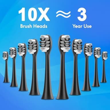 Sonic Electric Toothbrush for Adults and Kids, Comes with 10 Brush Heads & Travel Case, 5 Modes with 2 Minutes Built in Smart Timer, One Charge for 90 Days, 42,000 VPM Motor (Black) - Image 4