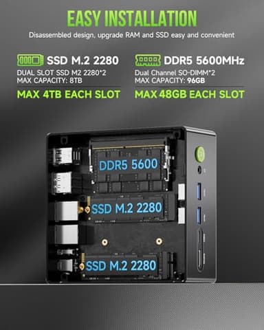 GMKtec K11 Gaming Mini PC, AMD Ryzen 9 8945HS(8C/16T, Up to 5.2GHz), 64GB DDR5 RAM 1TB Mini Desktop Computer, HDMI/Oculink/DisplayPort/USB4*2 - Image 3