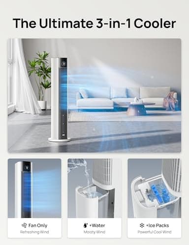 Dreo Evaporative Air Swamp Cooler, 43" Cooling Fans that Blow Cold Air 2025 Upgraded, 85° Oscillating Floor Fan for Bedroom, Easy Cleaning, APP Control, Ice Packs, 4 Speeds & 4 Modes, 12H Timer, White - Image 6