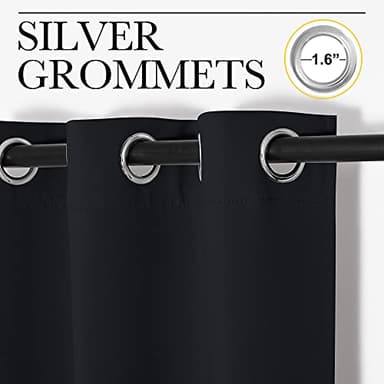 NICETOWN Halloween Pitch Black Solid Thermal Insulated Grommet Blackout Curtains/Drapes for Bedroom Window (2 Panels, 42 inches Wide by 63 inches Long, Black) - Image 4