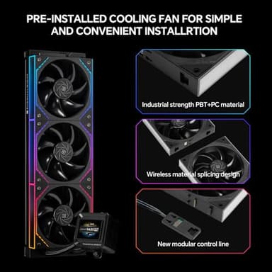 Thermalright FW360 SE ARGB V2 360mm CPU AIO Liquid Cooler for Desktop - TL-M12Q 2000RPM Daisy-Chain Fans, 2" LCD Display Screen, for AM4/AM5 & Intel 1700/1851(Black) - Image 6