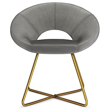 SIMPLIHOME Barrett Accent Chair - 24 inch Wide Upholstered Velvet Mid-Century Modern Accent Chair in Grey, for Living Room Seating with Curved Back, Deep Seat, and Gold Metal Base - Image 4