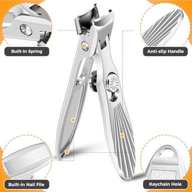 Nail Clippers for Men Thick Nails with Catcher, Large Toe Nail Clippers for Thick Toenails for Seniors with Wide Jaw Opening, Sharp Fingernail Clipper Cutter Set with Long Handle Gifts for Men Women - Image 7