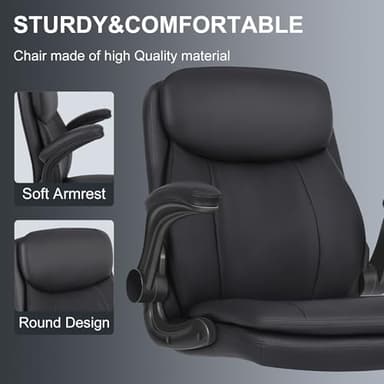 Misolant Drafting Chair, Tall Office Chair for Standing Desk, High Leather Executive Office Chair with Adjustable Height and Flip-up Armrest for Counter Height Desk - Image 5