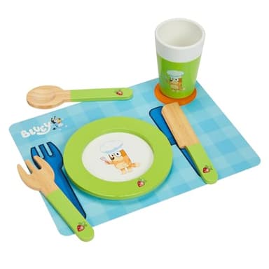 Bluey - Dine in with Bluey Set, 32-Piece Wooden Toy Set with Magic Asparagus, Plates, Utensils & More, Perfect for Role-Play & Imaginative Fun, FSC-Certified, Suitable for 3 Years & Up - Image 6