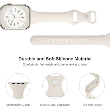 6 Pack Thin Bands Compatible with Apple Watch Band 38mm 40mm 41mm 42mm 44mm 45mm 46mm 49mm Women Men, Sport Silicone Strap Slim Wristband for iWatch Series 11 10 9 8 SE 7 6 5 4 3 2 1 Ultra - Image 3