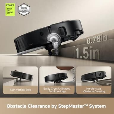 Mova V50 Ultra Complete Robot Vacuum and Mop Self-Cleaning, 24,000 Pa Suction, Liftable Navigation with Obstacle Overcoming and Warm Water Mopping with DuoSolution System Designed for Pets, Black - Image 2