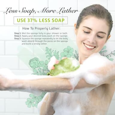Spongentle Deep Cleansing Body Loofah Sponge, Natural Colors, for Bath and Shower, Multiple Textures for Gentle and Deep Exfoliation, Generous and Rich Lather, (Pack of 3) - Image 3