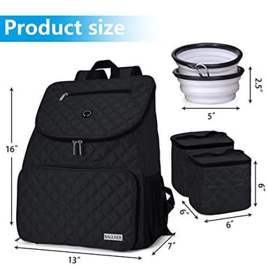 BAGLHER Dog Travel Bag, Airline Approved Pet Supplies Backpack, Dog Travel Backpack with 2 Silicone Collapsible Bowls and 2 Food Baskets, Black - Image 8