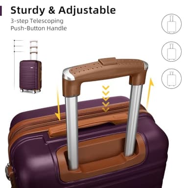 LARVENDER Luggage Sets 6 Piece, Expandable Hardside Carry on Suitcase Set with Spinner Wheels, Lightweight Rolling Luggage Sets for Women with TSA Lock, Purple - Image 8