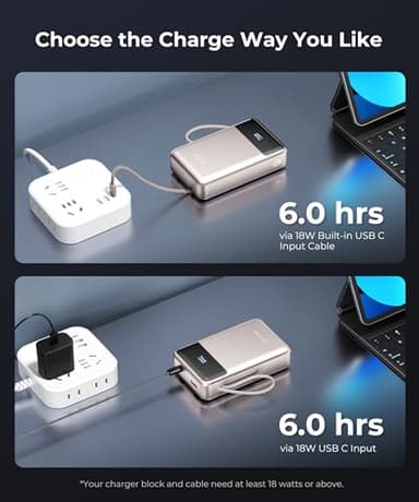 JOYFAR Portable-Charger-Power-Bank Travel Essentials Battery Pack USB C 30000mAh Built in Cable 22.5W Phone Fast Charging Powerbank Compatible with iPhone 16 15 14 13 12 11 iPad Google Xiaomi (Gold) - Image 7