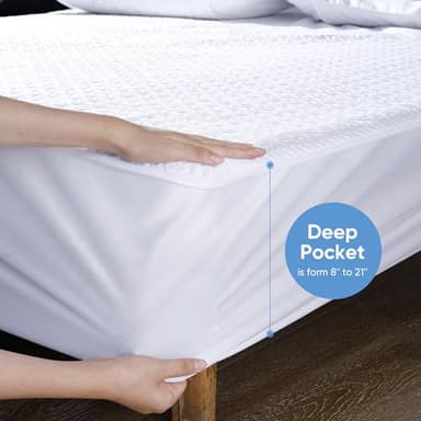 Cooling Waterproof Mattress Protector King Size, Mattress Cover 3D Air Fabric Mattress Pad Cover Smooth Soft Breathable Noiseless, 8''-21'' Deep Pocket - Image 5