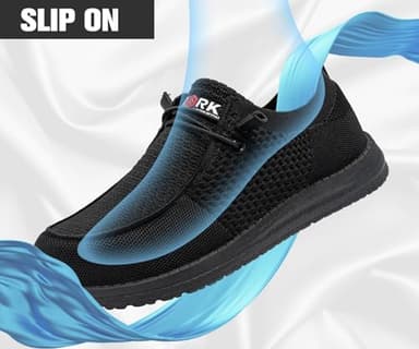 LARNMERN Slip On Steel Toe Shoes Men Lightweight Comfortable Walking Sneakers Safety Work Steel Toe Loafers(13 Men, Black) - Image 4