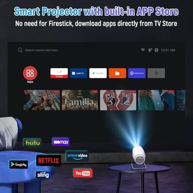 FEARWIKY Mini Portable Movie Projector with WiFi and Bluetooth, 4K 1080P Support, 180° Rotatable 130'' Screen, Auto Keystone Compatible with HDMI/USB/Smartphone/PC/Laptop - Image 3