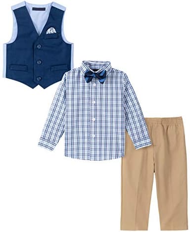Nautica Baby Boys' 4-Piece Vest Set with Dress Shirt, Vest, Pants, and Tie, Flag Blue, 3-6 Months - Image 5