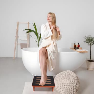 One Step Stool for Adults Seniors with Non-Slip Rubber Stepping Surface, Heavy Duty Wooden Step Stool with 450 LBS Capacity Bed Steps for High Beds, Bathroom, Bedroom, Kitchen & Kids Bedside Support - Image 2