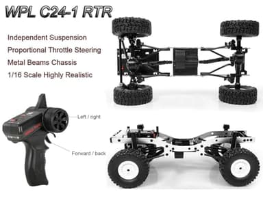 HLSFWDRIVE WPL C24-1 RC Rock Crawler RC Truck 4x4 1/16 Scale RC Crawler Off Road Remote Control Pickup 2.4G All Terrain RTR with Proportional Throttle Steering Led Light Adult - Image 5