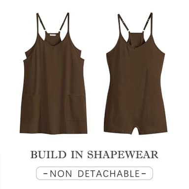Caracilia Womens Summer Mini Dress 2025 Casual Sleeveless Built in Shapewear Sundress Trendy Short Tennis Athletic Outfits Deep Khaki XX-Large - Image 5