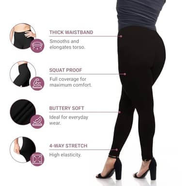 SATINA High Waisted Leggings for Women - Capri, Full Length Yoga Pants with Pockets - Buttery Soft, Tummy Control Black Workout Leggings - Comfortable and Stretchy Plus Size Leggings for Women - Image 4