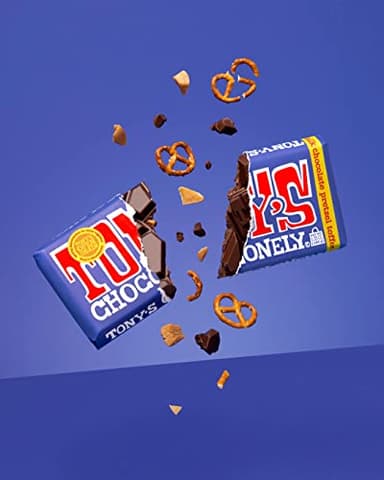 Tony's Chocolonely 42% Dark Milk Chocolate Bar with Pretzel and Toffee Belgium Chocolate, No Artificial Flavoring, Fairtrade & B Corp Certified - 6.35 Oz - Image 3