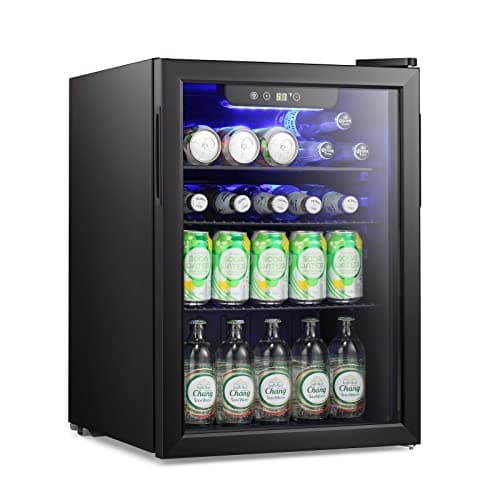 Antarctic Star Mini Fridge-95 Can Beverage Refrigerator Wine Cooler Clear Front Glass Door Small Drink Touch Screen for Soda Beer Bar Office Home 2.6 cu.ft - Image 1
