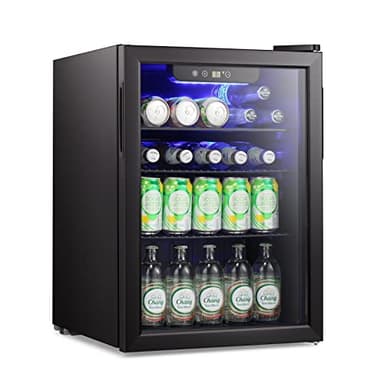 Antarctic Star Mini Fridge-95 Can Beverage Refrigerator Wine Cooler Clear Front Glass Door Small Drink Touch Screen for Soda Beer Bar Office Home 2.6 cu.ft - Image 1