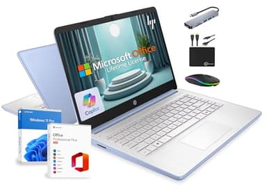 HP 14" Laptop 2025 Business Student Slim Computer, Lifetime MS Office, Copilot AI, Quad-Core Intel CPU, 16GB RAM, 628GB Storage (128GB UFS+500GB Ext), MarxsolAccessory, Wi-Fi 6, Win 11 Pro, Sky Blue - Image 1