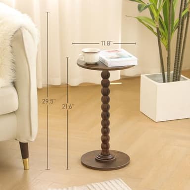 Round Side Table, Small Drink Table for Small Spaces, Modern Accent Nightstand with Solid Wood Leg for Living Room, Bedroom, Corners, and Office (Rustic Brown - Image 4